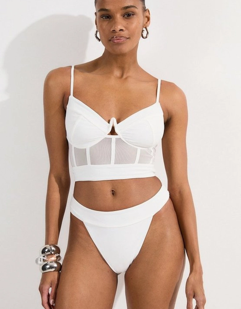 Panelled Mesh Cup Detail Bikini Top