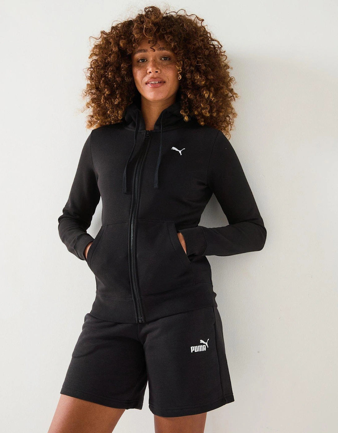Womens Essentials Logo Full Zip Hoodie - Black, 2 of 1
