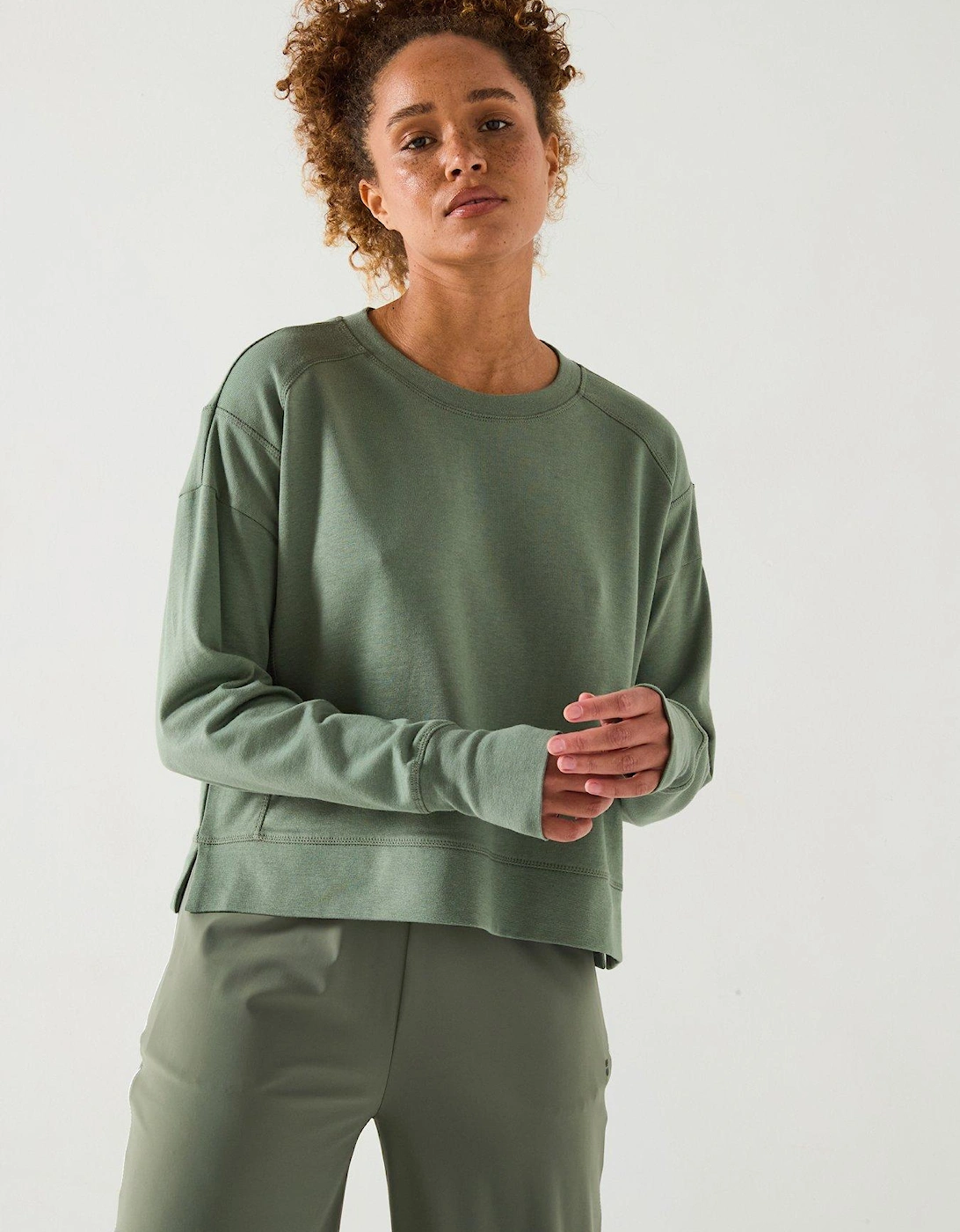 Womens Training After Class Crop Sweatshirt - Green, 2 of 1