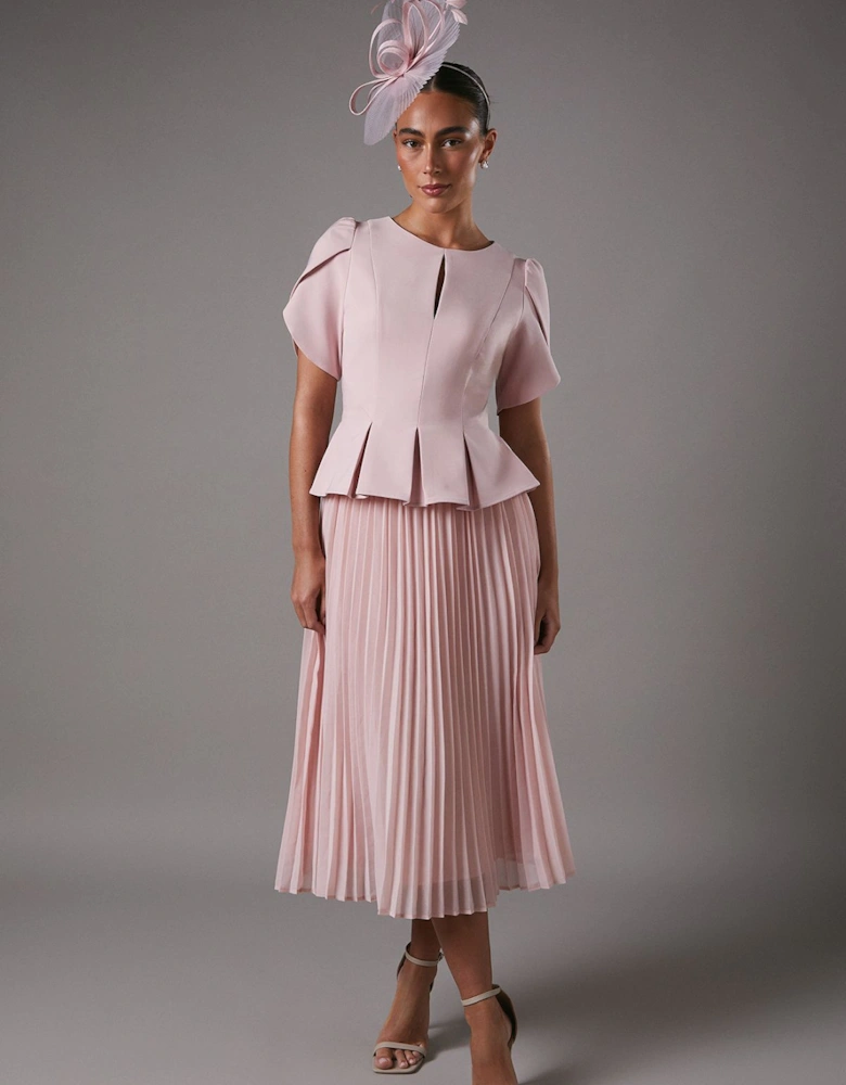 Tulip Sleeve 2 In 1 Pleat Dress