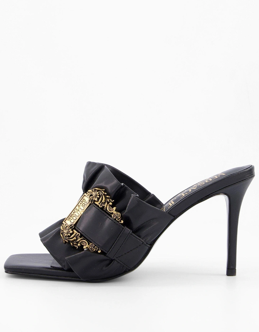 Ruffle Buckle Heeled Mules - Black, 2 of 1