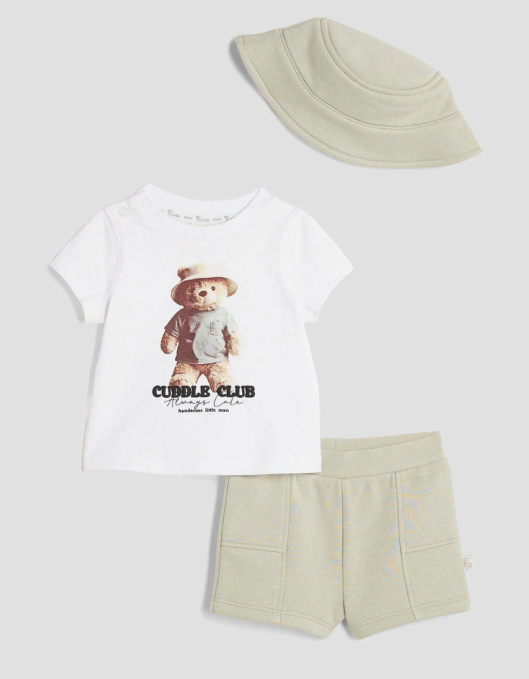 Boy Bear Bucket Hat Short Set - White, 2 of 1