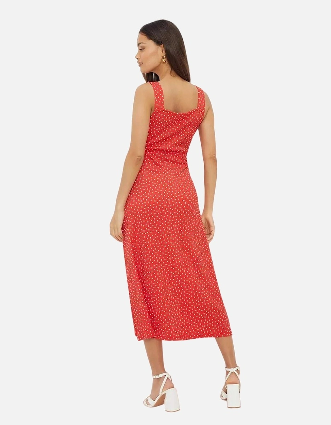 Womens/Ladies Spotted Strappy Petite Midi Dress