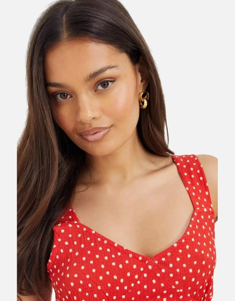 Womens/Ladies Spotted Strappy Petite Midi Dress