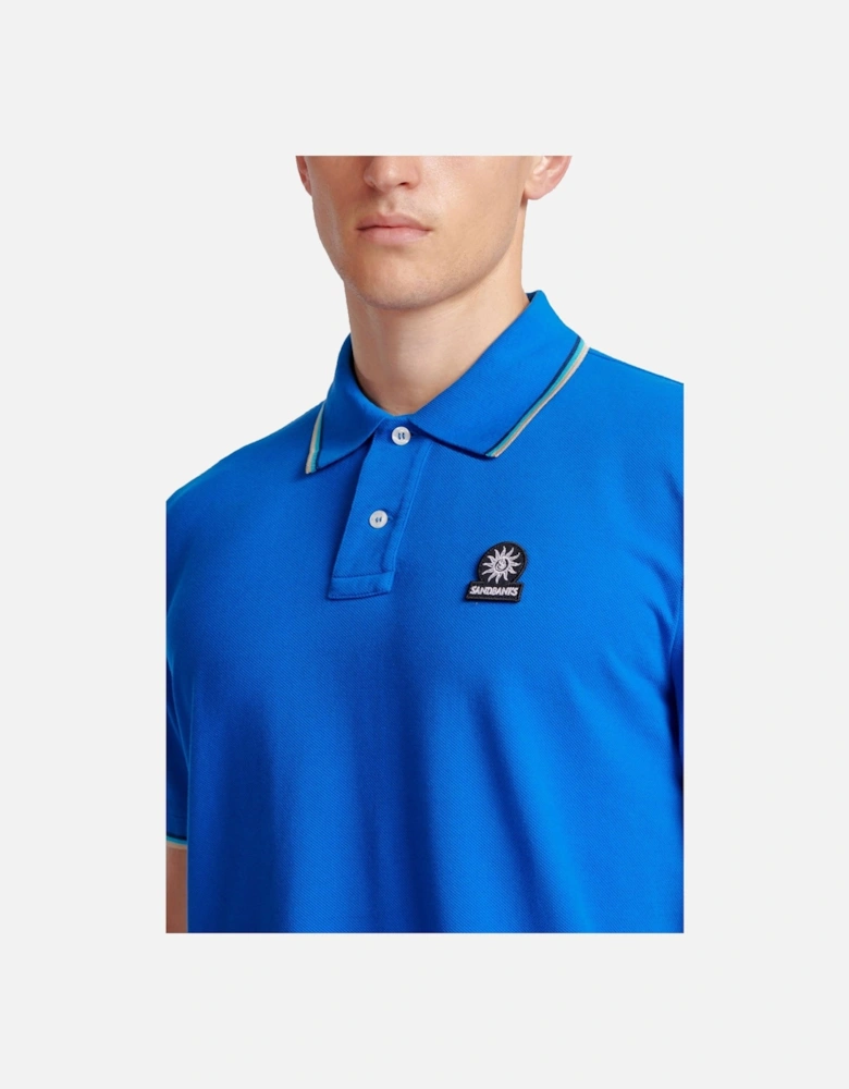 Badge Logo Tipped Sleeve Polo Shirt Nautical Blue