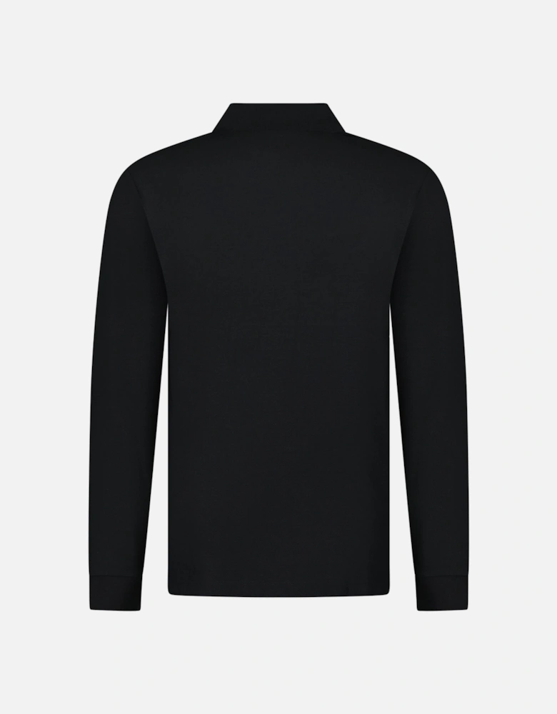 Burberry 'Hartford' Long Sleeved Check Placket Polo-Shirt Black