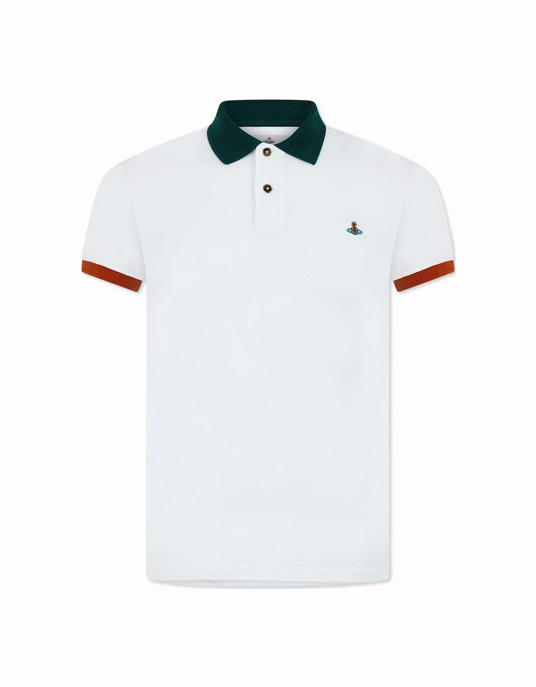 Men's White Embroidered Logo Polo Shirt, 3 of 2