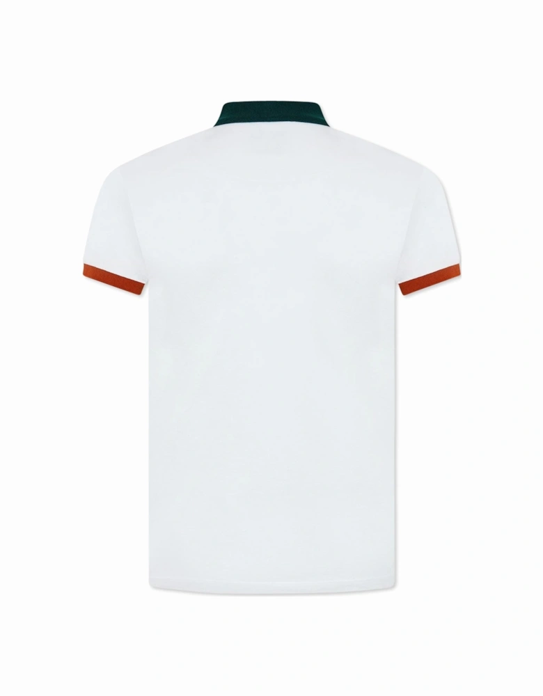 Men's White Embroidered Logo Polo Shirt