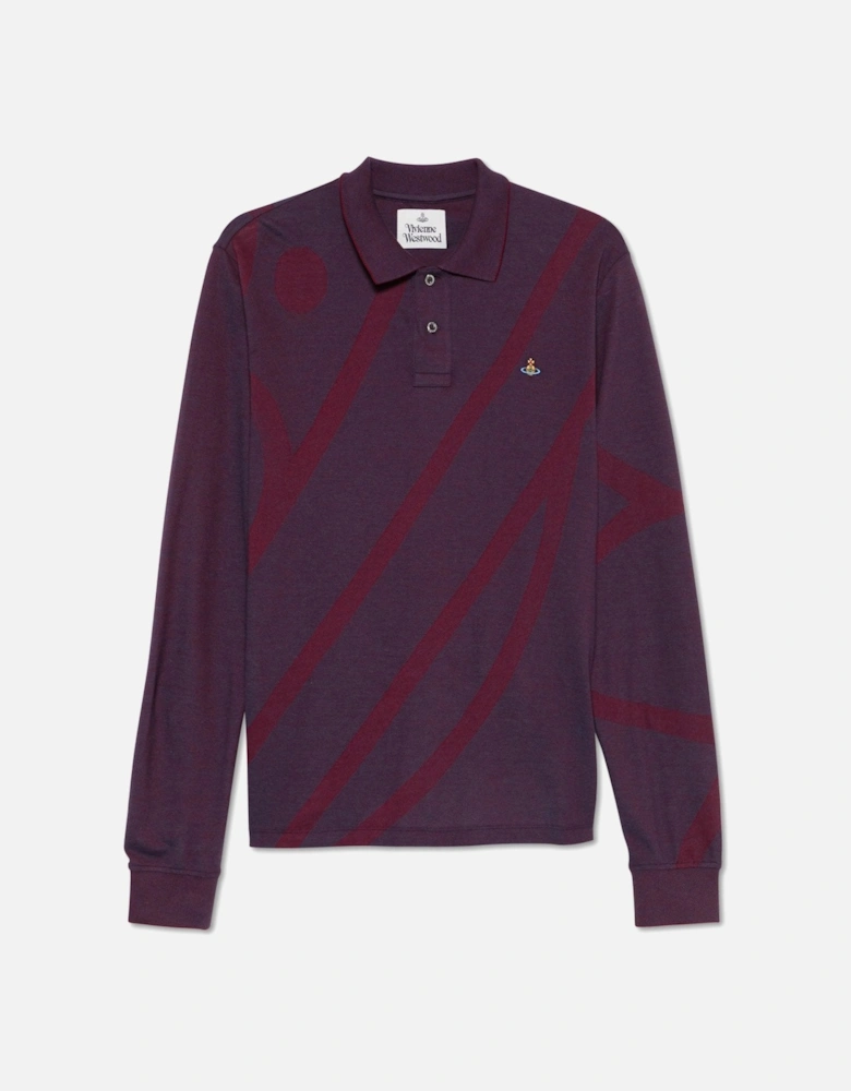 Men's Purple Long Sleeve Polo Shirt