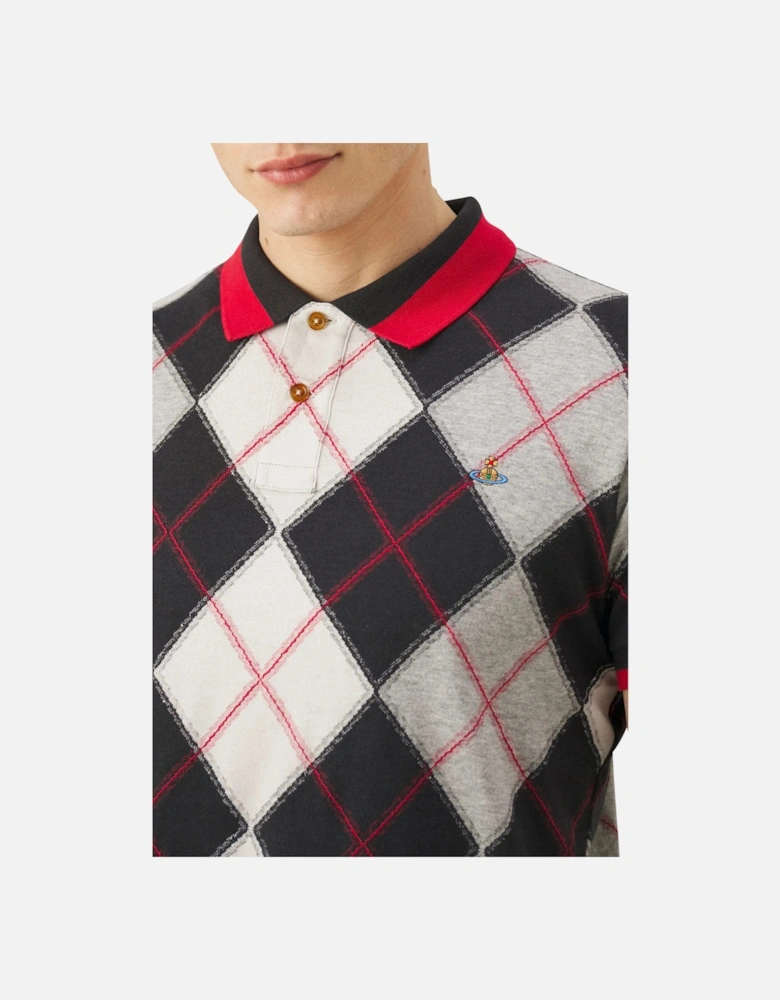 Men's Chequered Multi Colour Classic Argyle Polo Shirt