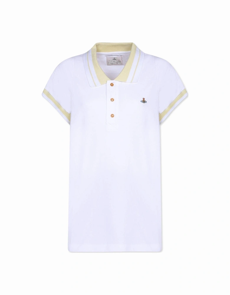 Men's White & Yellow Striped Polo Shirt