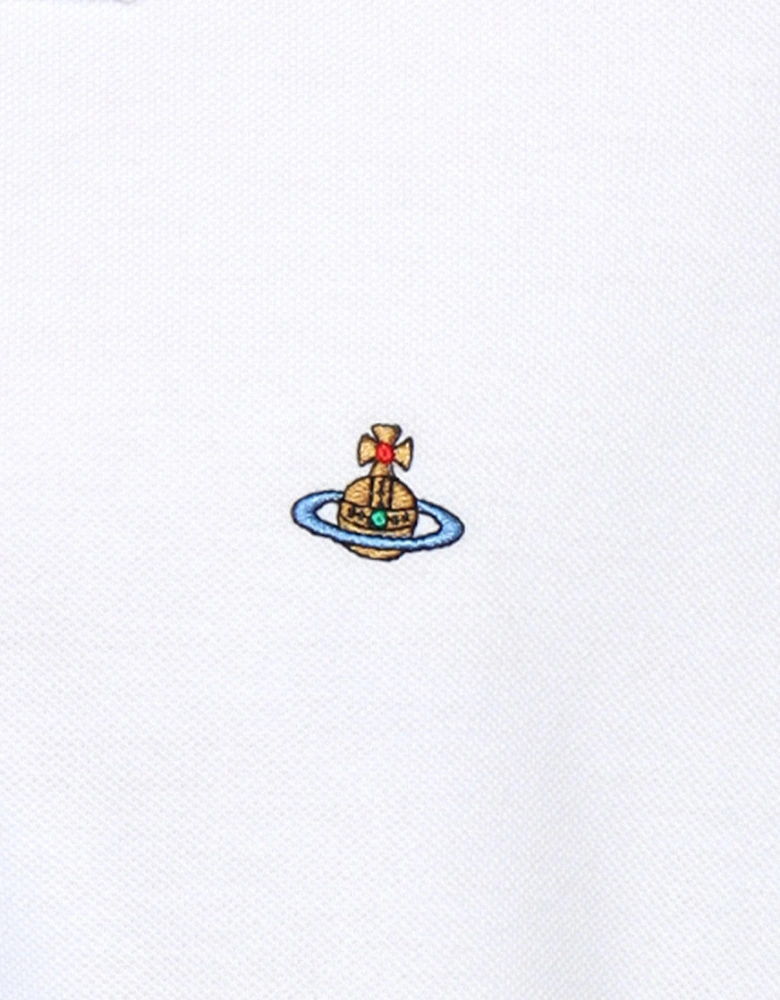 Men's White & Yellow Striped Polo Shirt