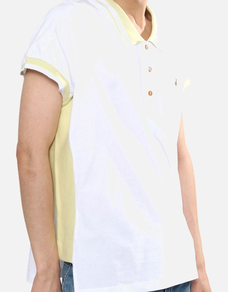 Men's White & Yellow Striped Polo Shirt