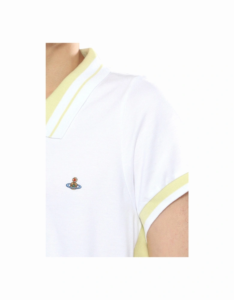 Men's White & Yellow Striped Polo Shirt