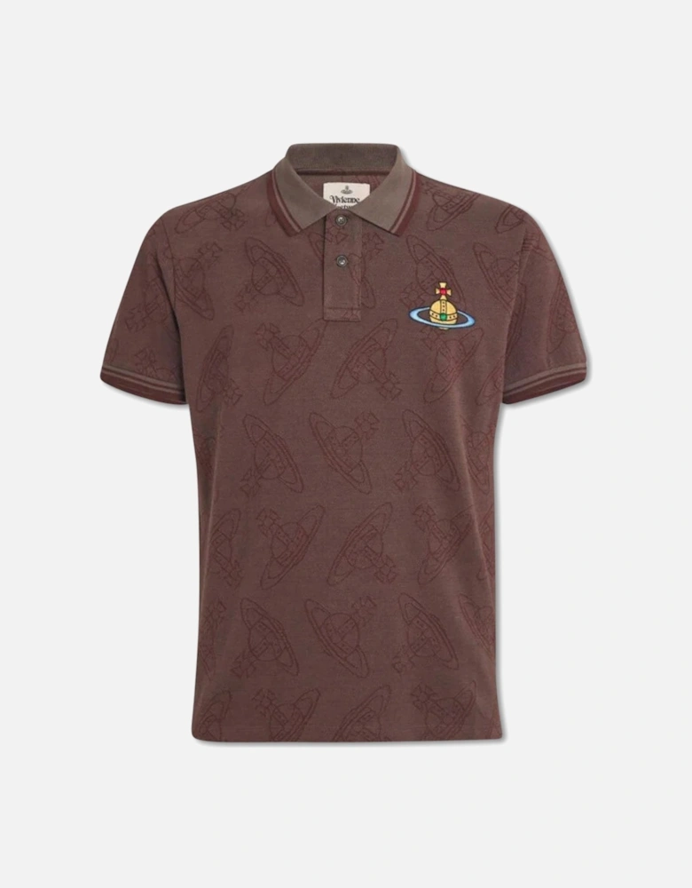 Men's Brown Khaki All Over Orb Classic Polo Shirt