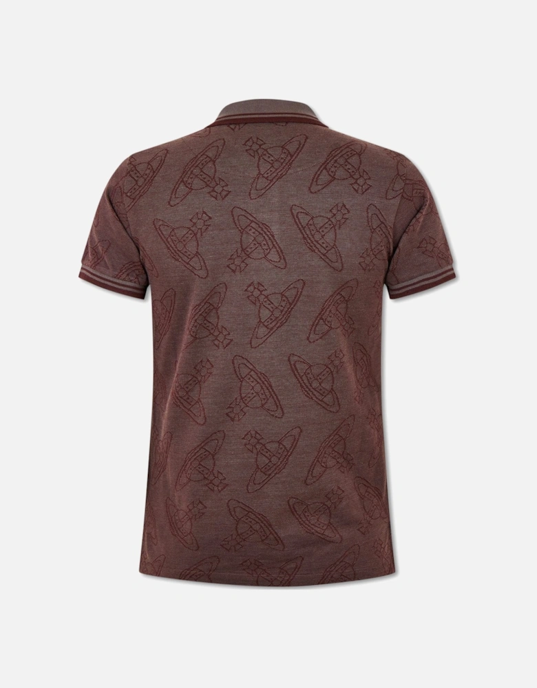 Men's Brown Khaki All Over Orb Classic Polo Shirt