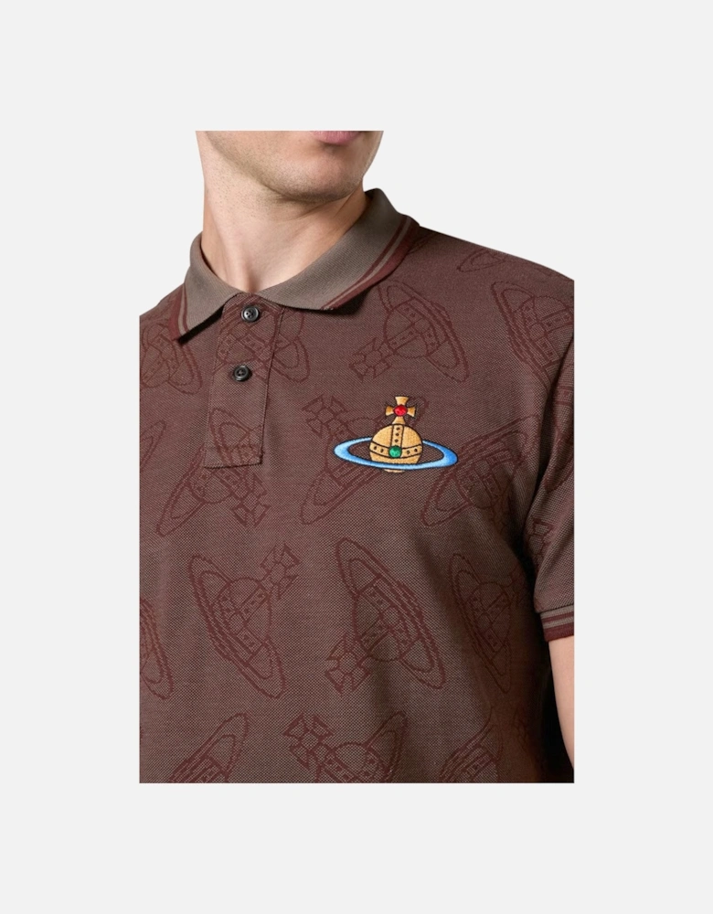 Men's Brown Khaki All Over Orb Classic Polo Shirt