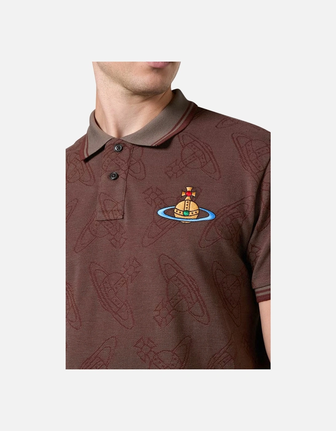 Men's Brown Khaki All Over Orb Classic Polo Shirt