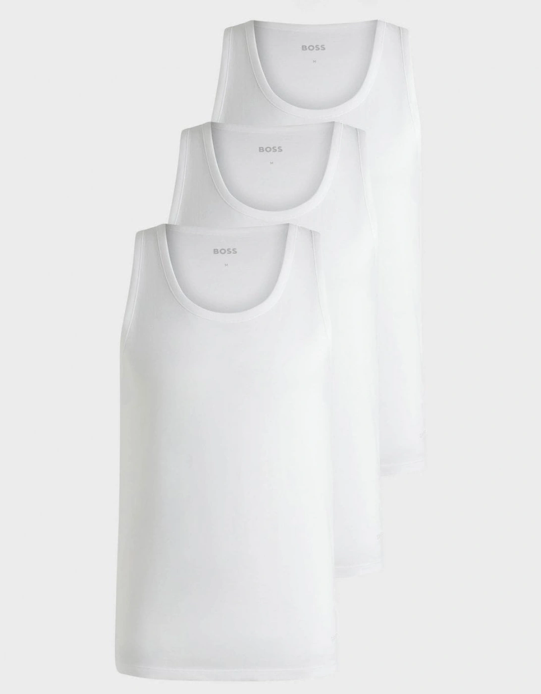 Men's BOSS Orange TankTop Classic Mens 3 Pack Cotton Underwear Vests with Embroidered Logos - White 100 - Size: 9.5/13/12.5/12/11.5/11/9/16/15.5/15/14