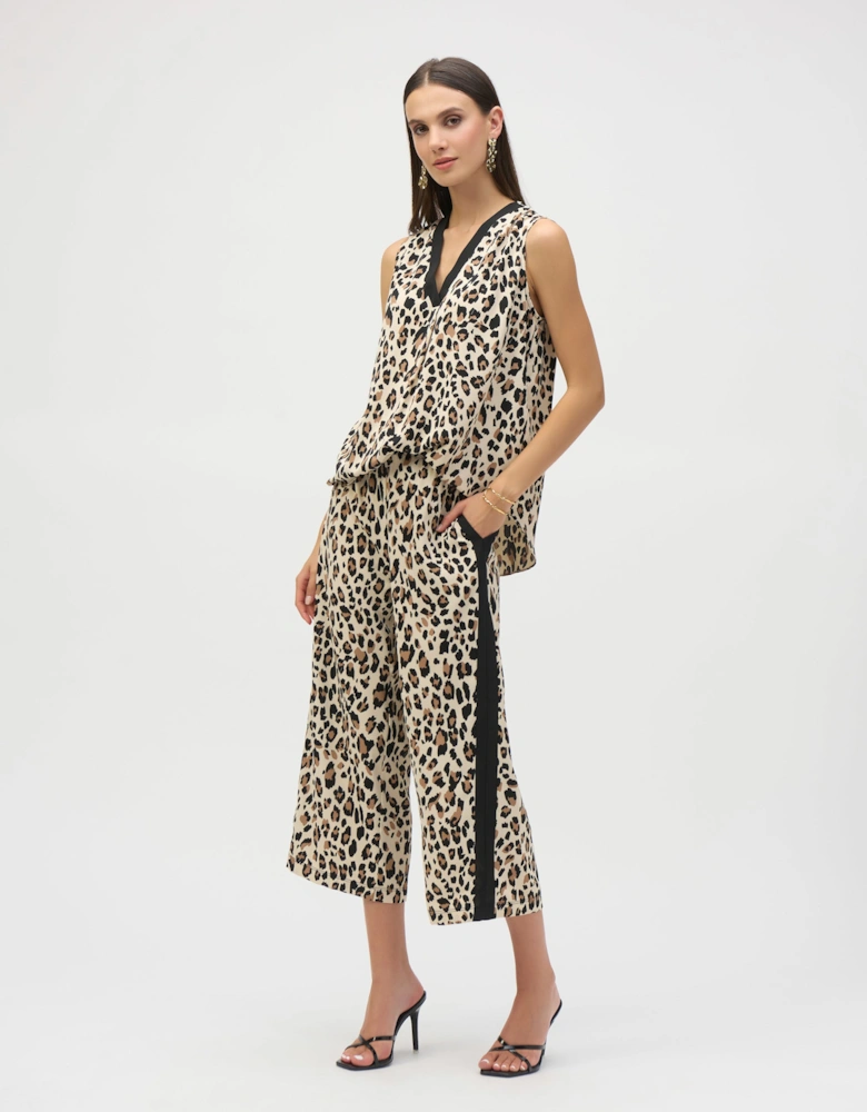 Woven animal print culottes