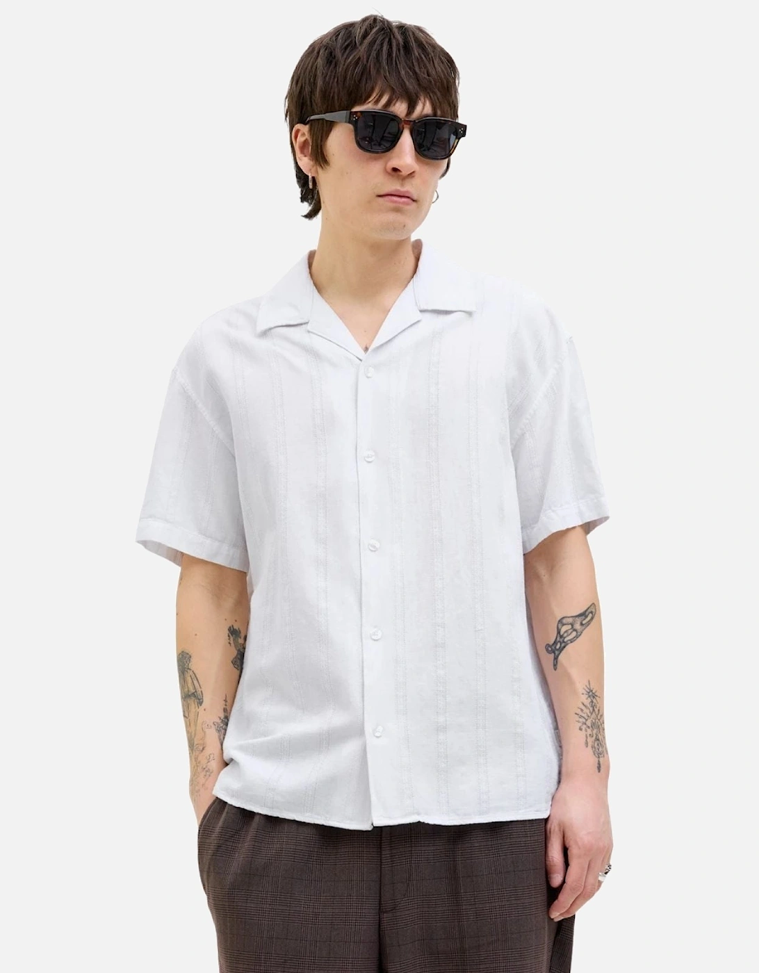 Mens Loose Fit Resort Collar Short Sleeve Shirt, 2 of 1
