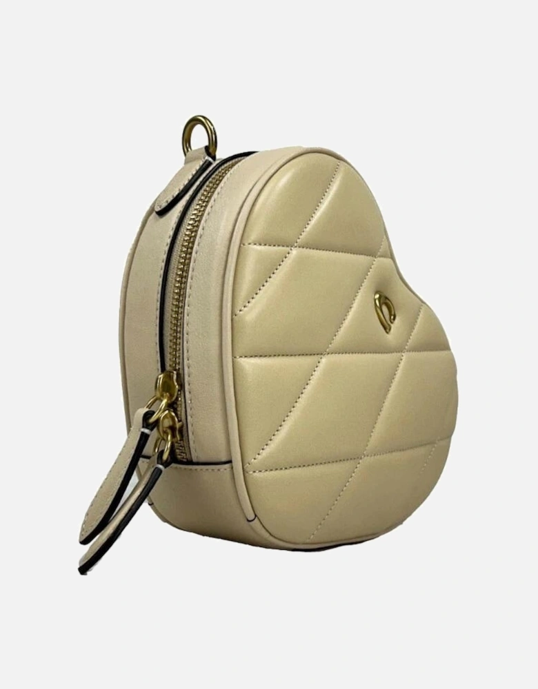 Heart Quilted Leather Crossbody Bag Women - Quilted Black