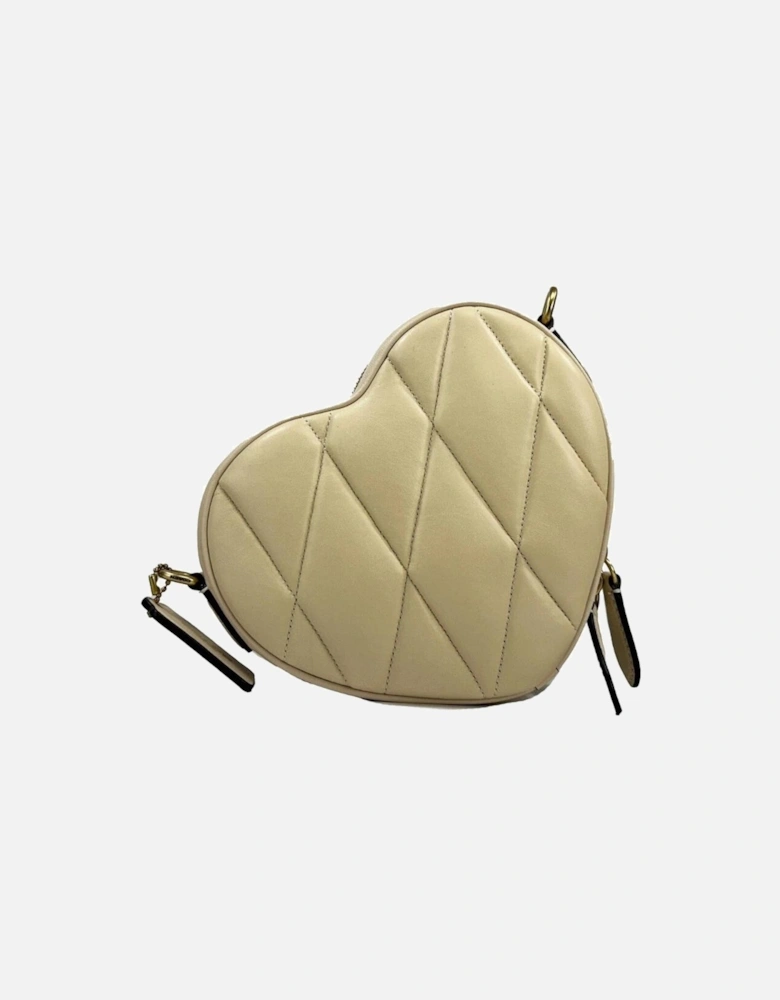 Heart Quilted Leather Crossbody Bag Women - Quilted Black