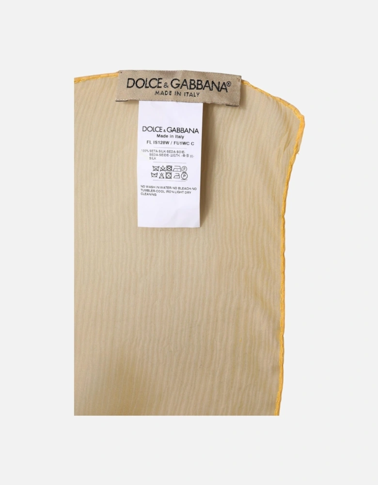 Silk Wrap Shawl Scarf with Logo Details Women - Yellow Scarves