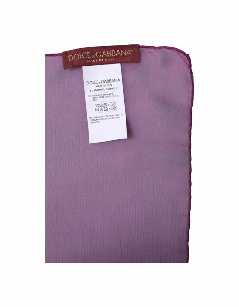 Silk Wrap Shawl Scarf with Logo Details Women - Purple Scarves