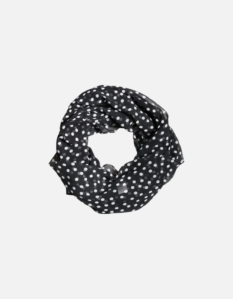 Polka Dot Wrap Shawl with Logo Detailing Women - Black Scarves