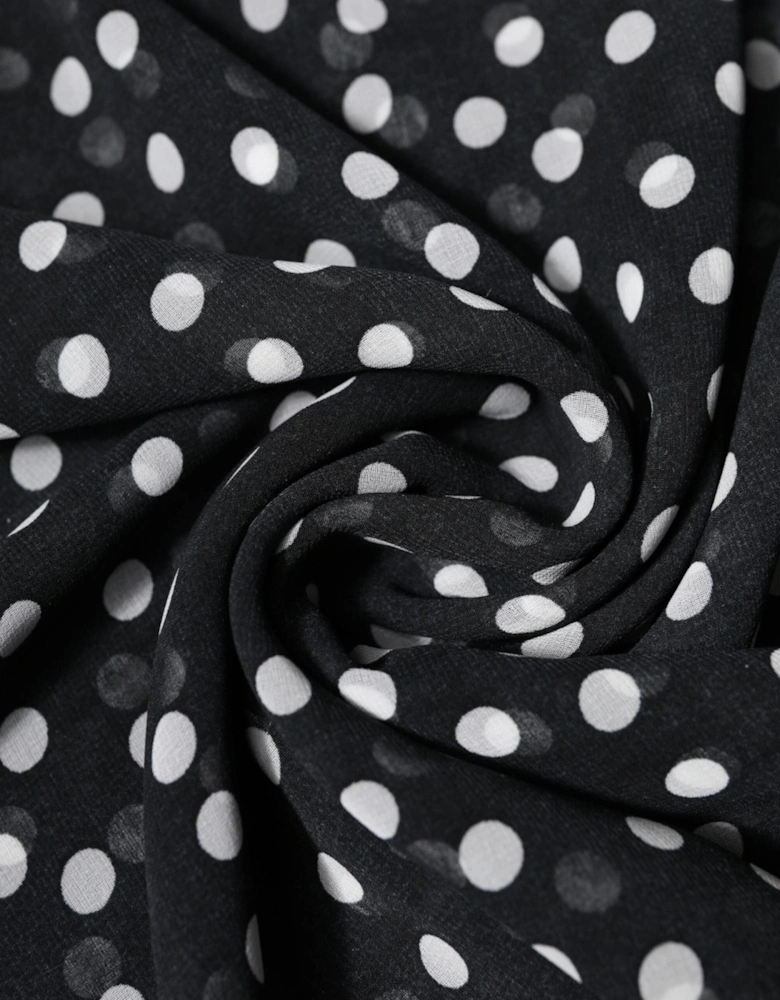 Polka Dot Wrap Shawl with Logo Detailing Women - Black Scarves