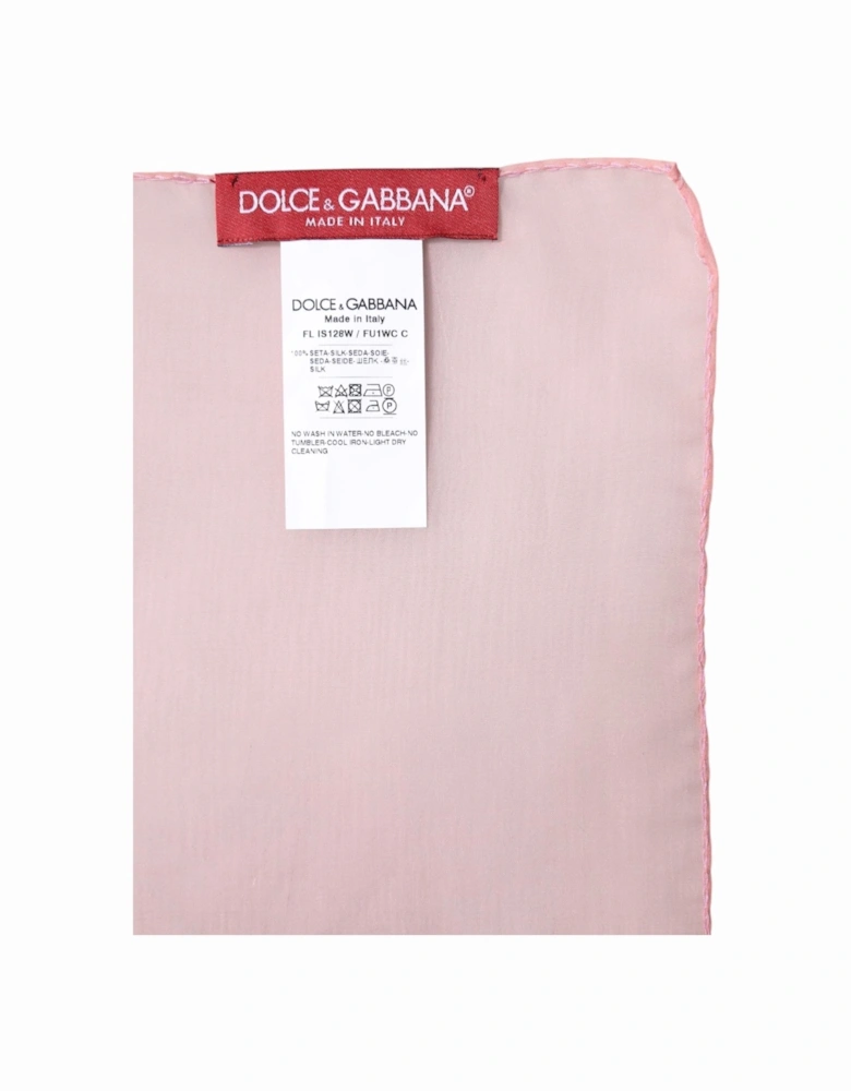 Silk Wrap Shawl Scarf with Logo Details Women - Pink Scarves