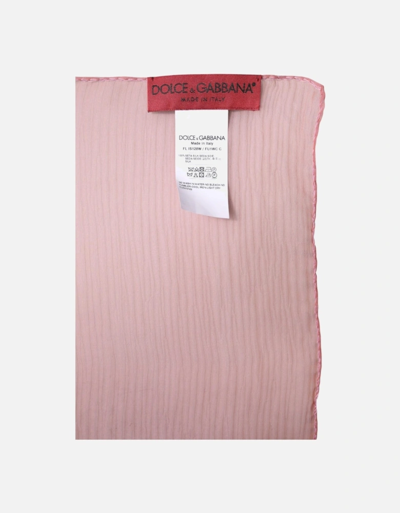 Silk Wrap Shawl Scarf with Logo Details Women - Pink Scarves