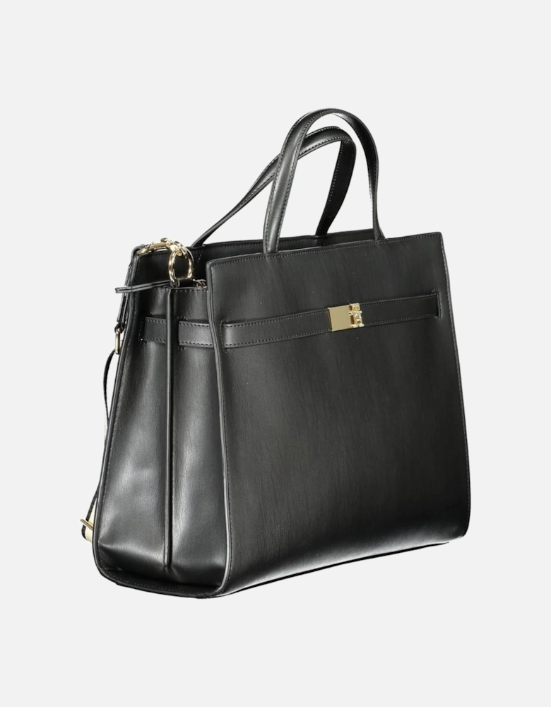 Structured Leather Tote with Multiple Compartments Women - Black