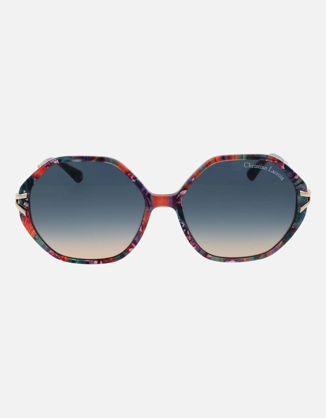 Square Mirrored Gradient Sunglasses with Blue Lenses Women -