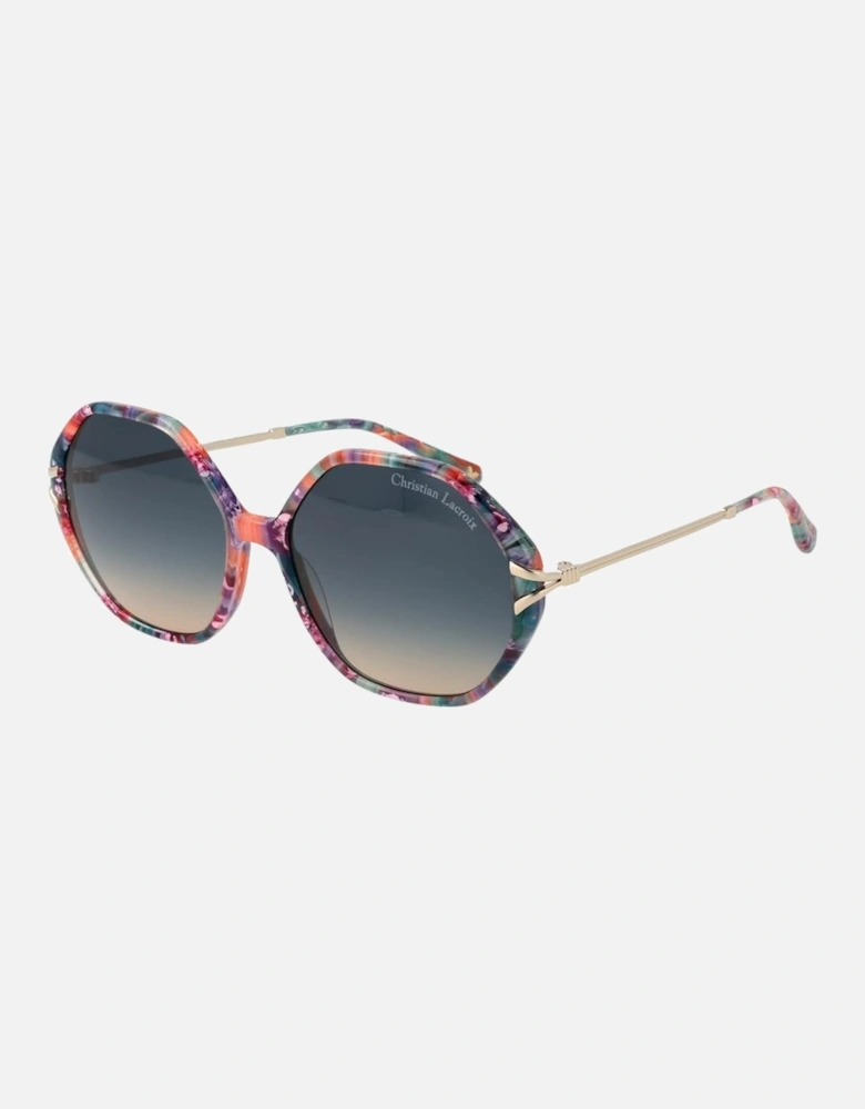 Square Mirrored Gradient Sunglasses with Blue Lenses Women -