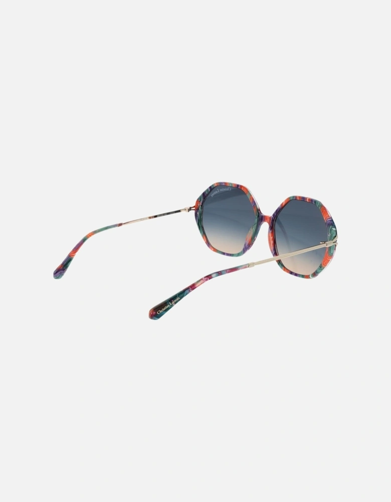 Square Mirrored Gradient Sunglasses with Blue Lenses Women -