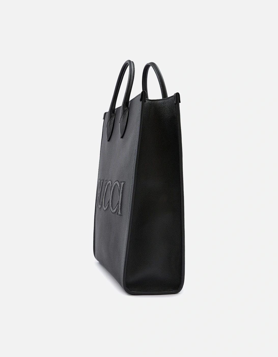 Leather Logo Medium Tote Bag with Shoulder Strap Women - Black