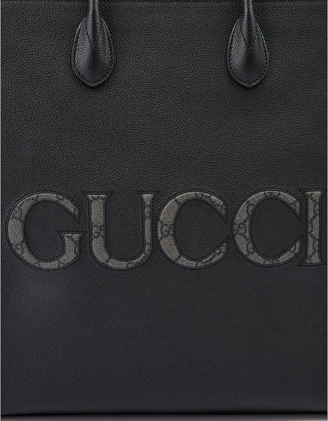 Leather Logo Medium Tote Bag with Shoulder Strap Women - Black