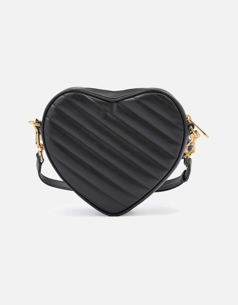 Mini Heart Leather Crossbody Bag with Gold Hardware Women - Black