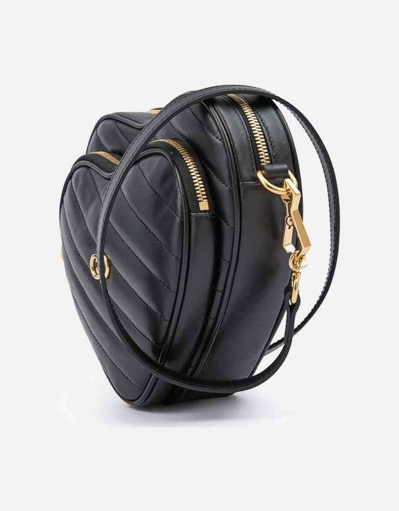 Mini Heart Leather Crossbody Bag with Gold Hardware Women - Black