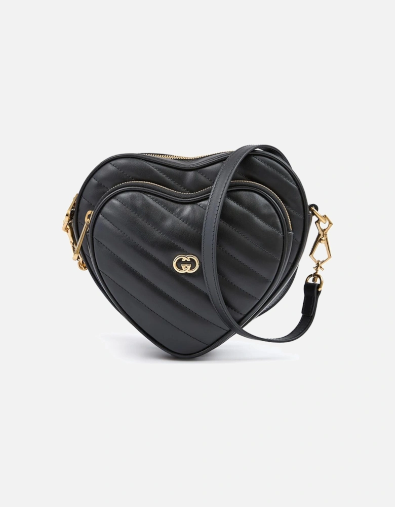 Mini Heart Leather Crossbody Bag with Gold Hardware Women - Black