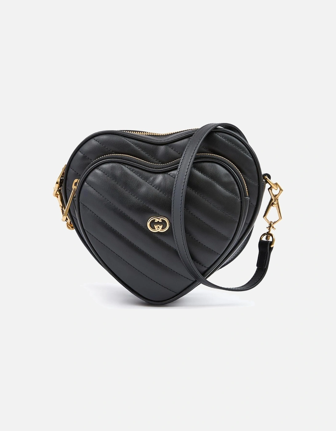 Mini Heart Leather Crossbody Bag with Gold Hardware Women - Black, 6 of 5