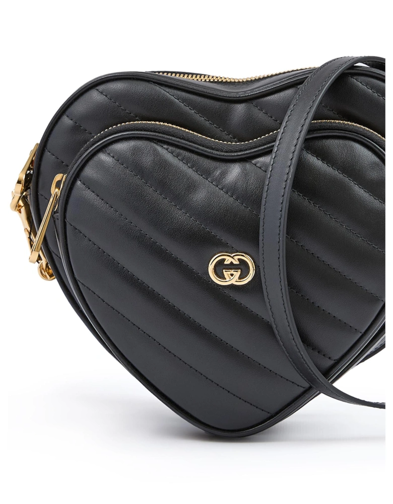 Mini Heart Leather Crossbody Bag with Gold Hardware Women - Black