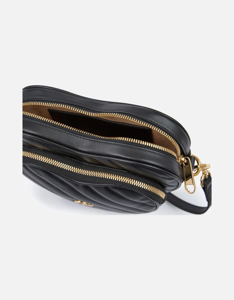Mini Heart Leather Crossbody Bag with Gold Hardware Women - Black