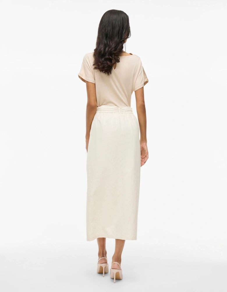 Prisilla Midi Pencil Skirt Super Light Natural Melange