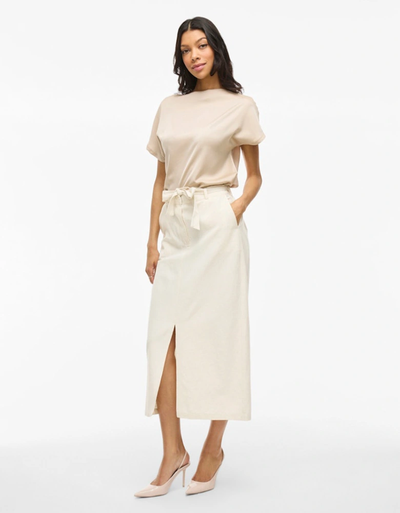 Prisilla Midi Pencil Skirt Super Light Natural Melange