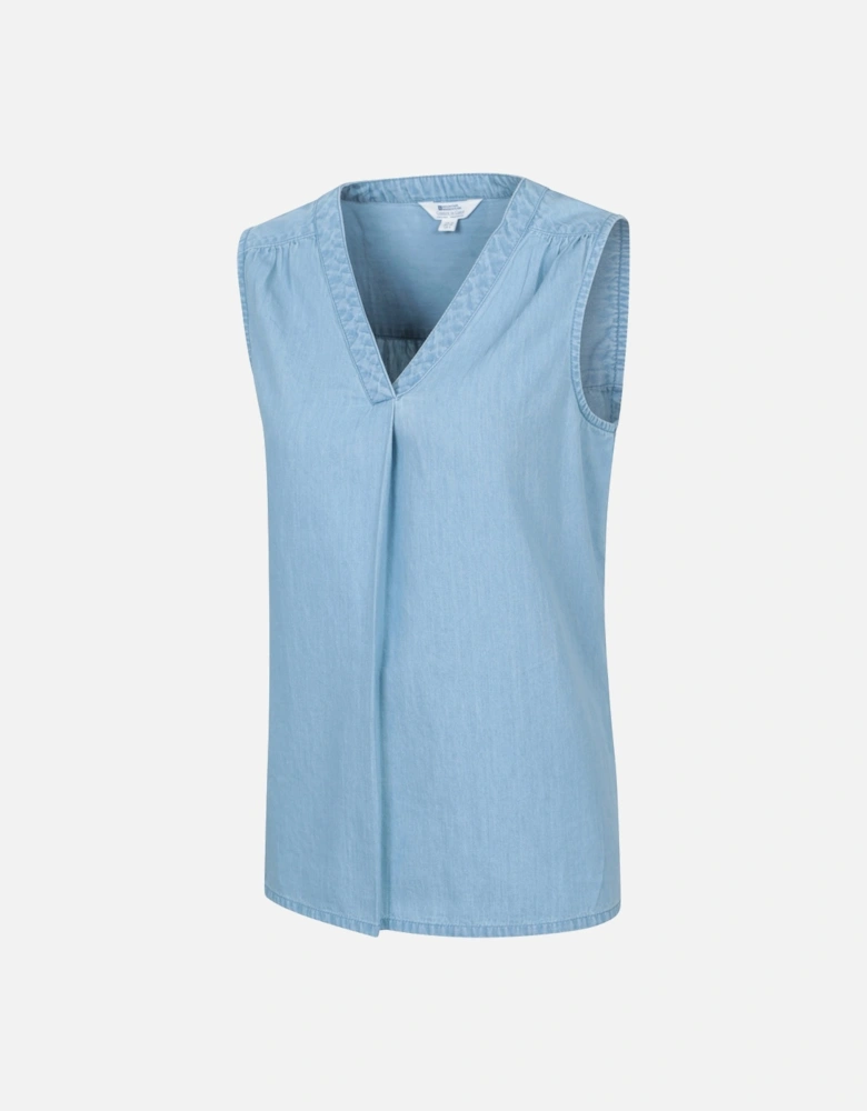 Womens/Ladies Tuscany Chambray Sleeveless Shirt
