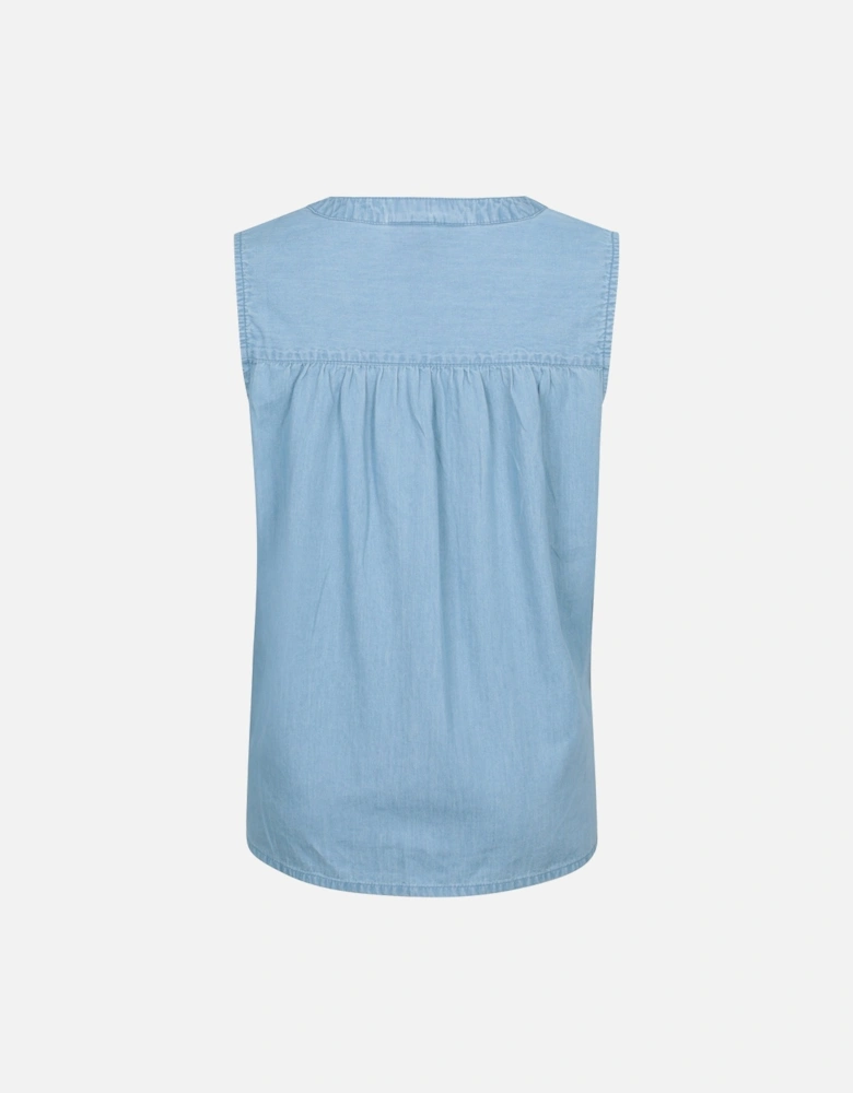 Womens/Ladies Tuscany Chambray Sleeveless Shirt