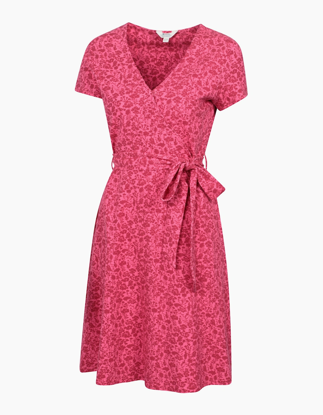 Mountain Warehouse Santorini Flower Jersey Wrap Dress for Women, Short-Sleeved V-Neck Style in Red, Size 14 UK - Image 2
